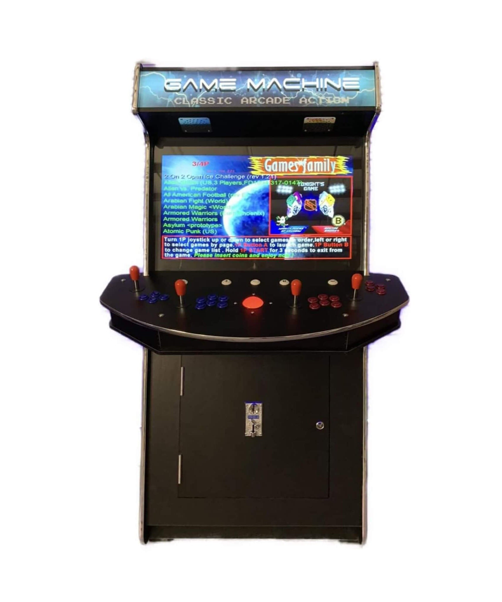 Full-Size Commercial-Grade 4-Player Upright Standup Arcade Machine With 4600 Classic Games (SAK47061)