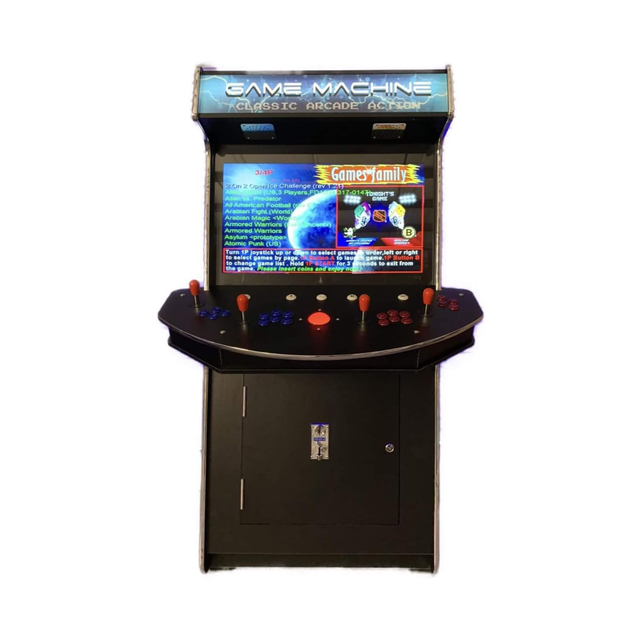 Full-Size Commercial-Grade 4-Player Upright Standup Arcade Machine With 4600 Classic Games (SAK47061)