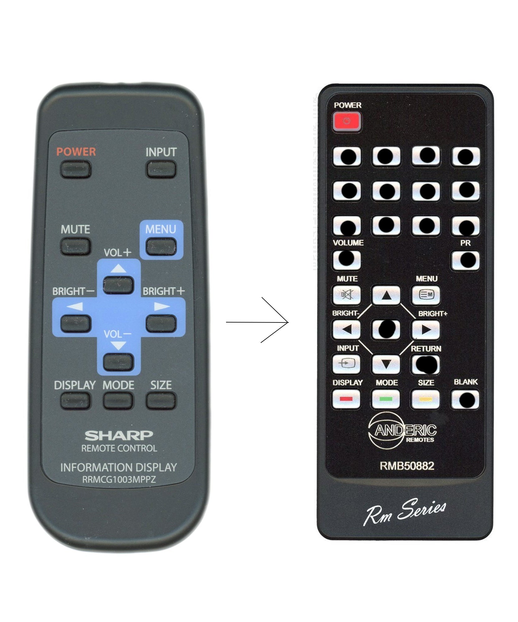 Anderic RRMCG1003MPPZ Replacement Monitor Remote Control for Sharp RMD1003MPPZ