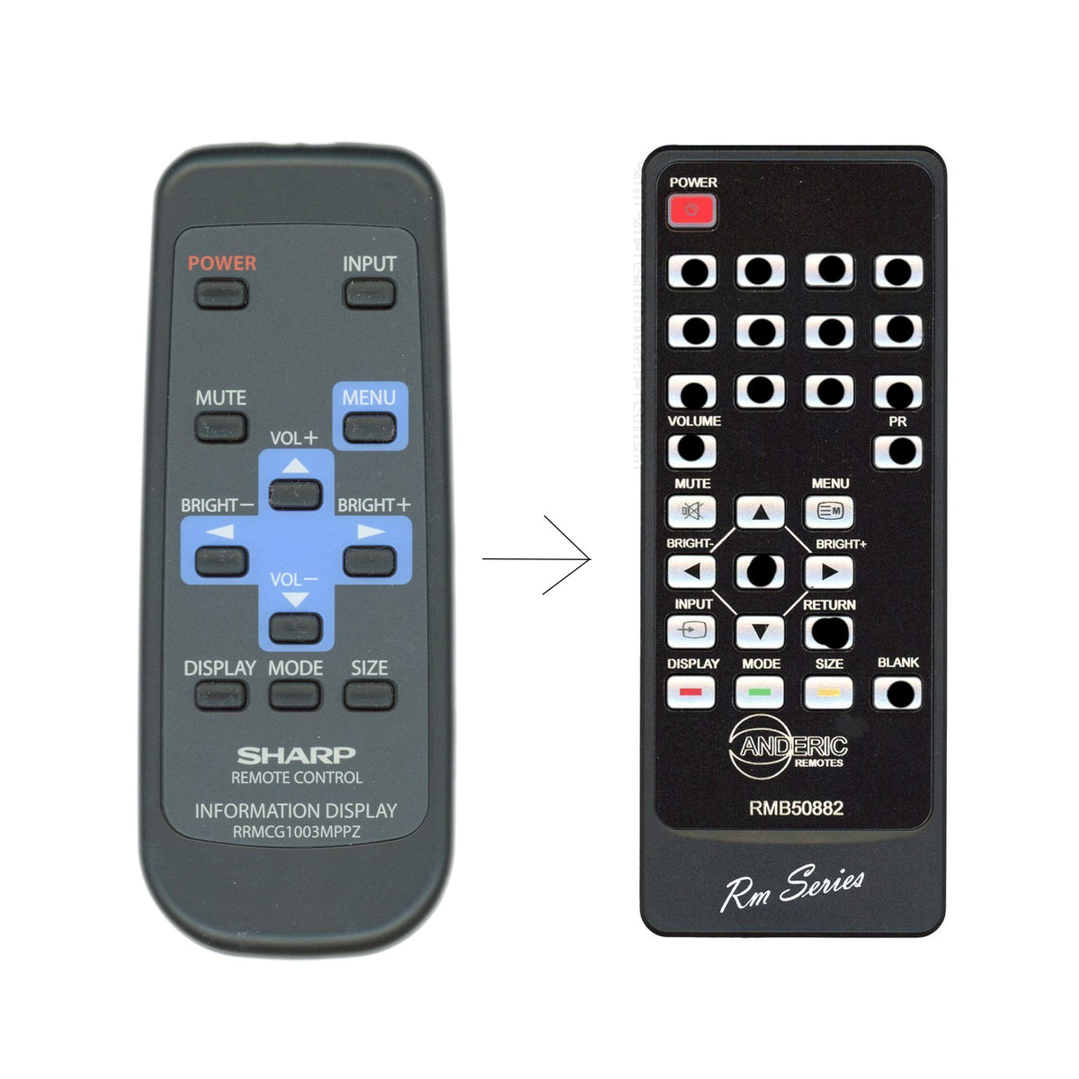 Anderic RRMCG1003MPPZ Replacement Monitor Remote Control for Sharp RMD1003MPPZ