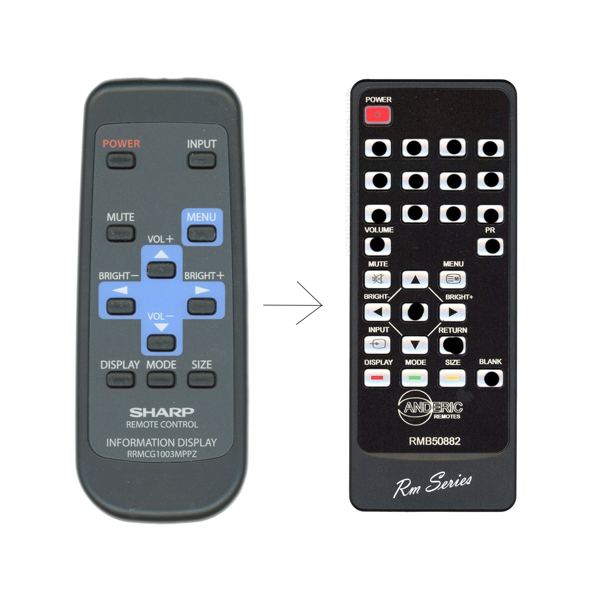 Anderic RRMCG1003MPPZ Replacement Monitor Remote Control for Sharp RMD1003MPPZ
