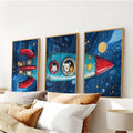 Outer Space Kids Wall Art. Rocket and Stars Nursery Prints