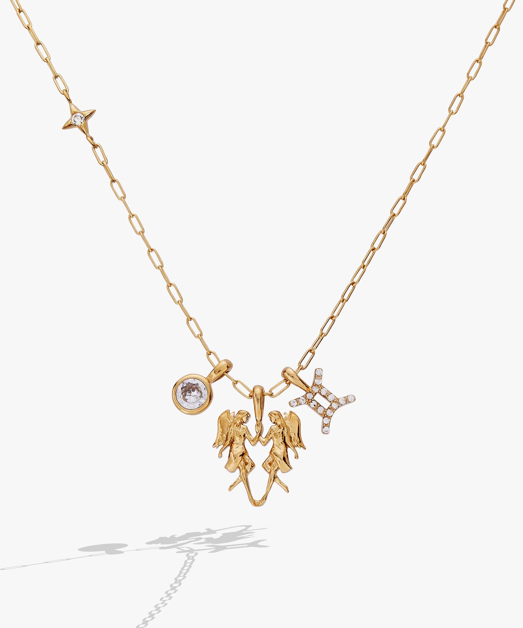 Gemini Zodiac Charm Cluster Necklace