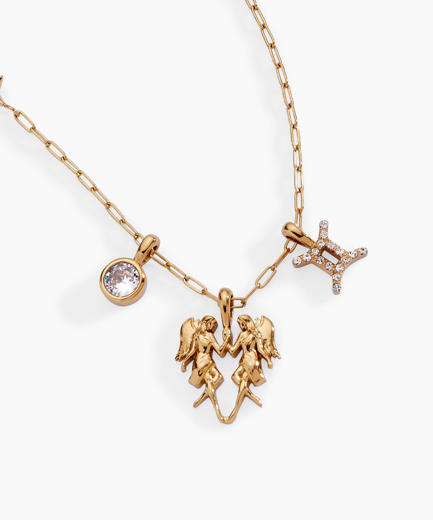 Gemini Zodiac Charm Cluster Necklace