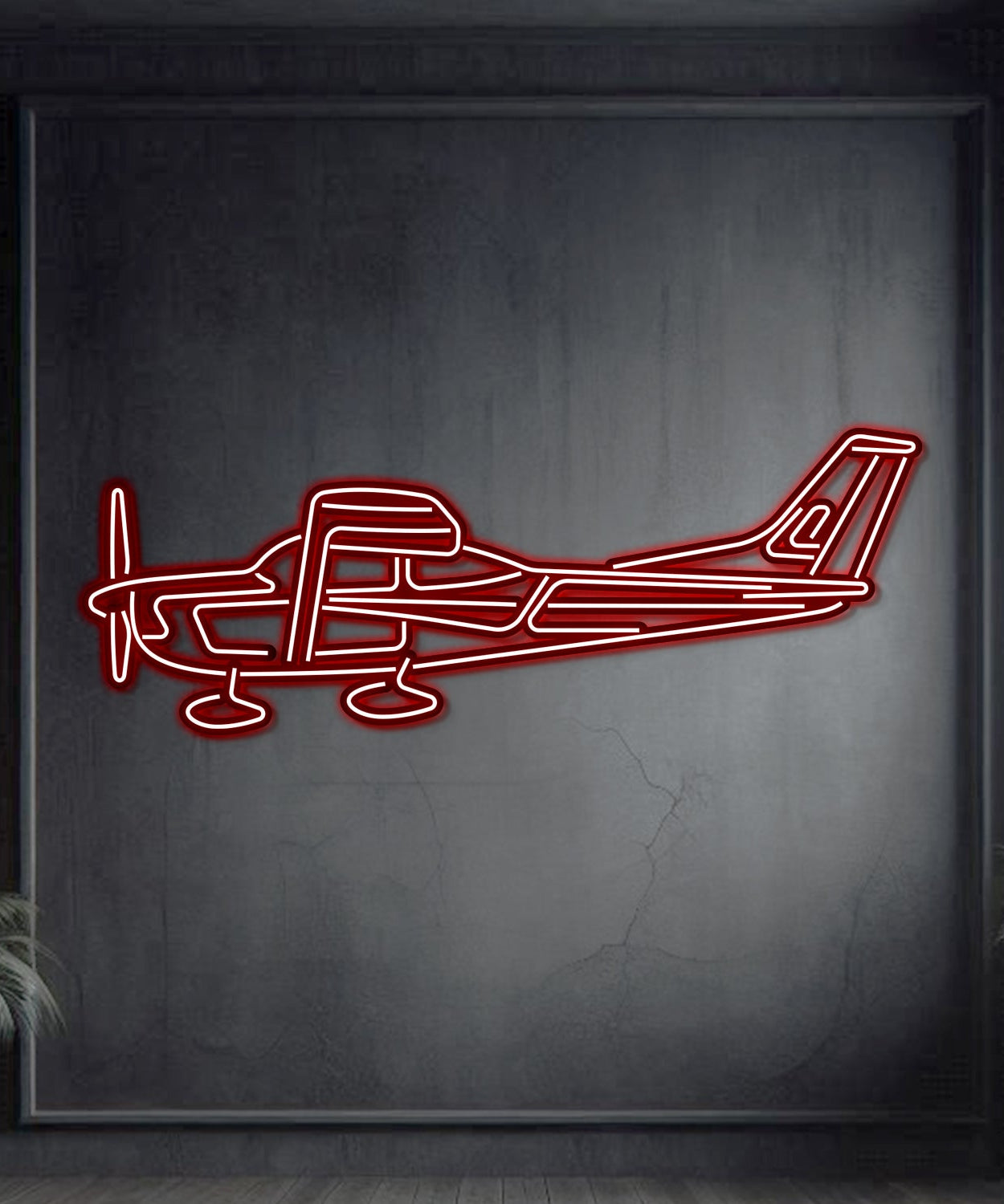 C182 Metall Neon Flugzeug Wandkunst - NCN0021