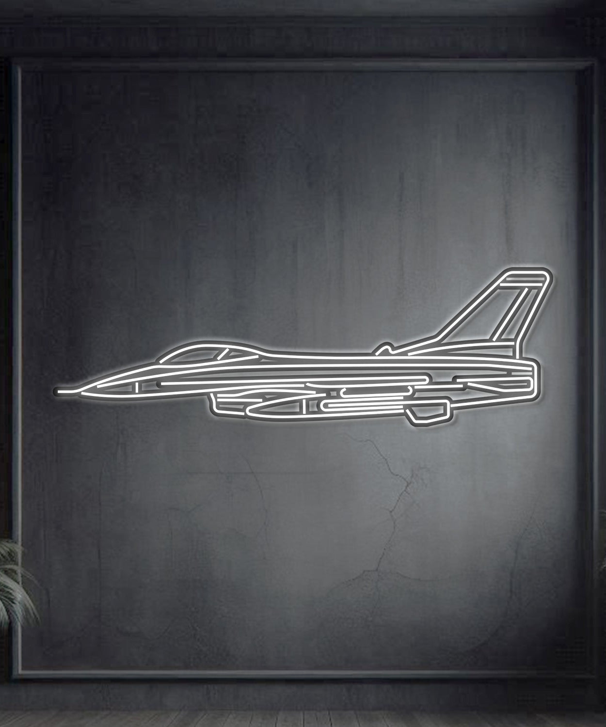 F-16 Falcon Metall Neon Flugzeug Wandkunst - NCN0038