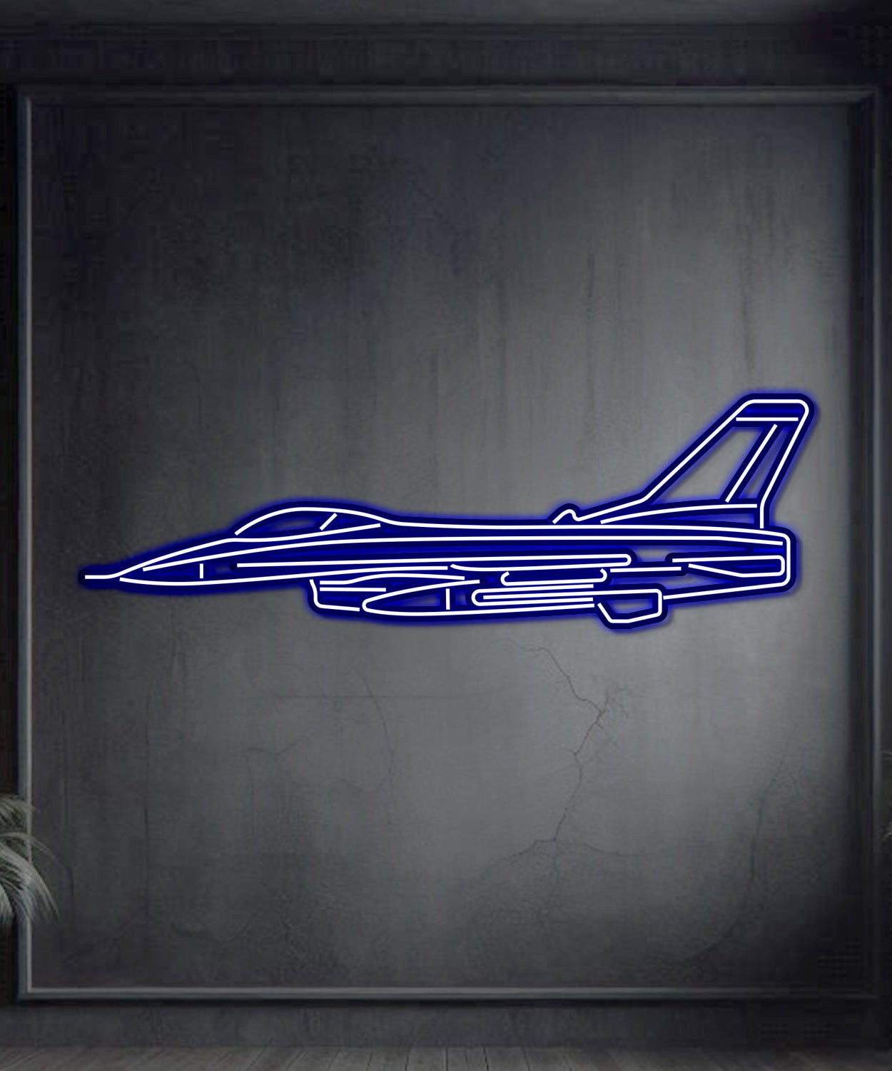 F-16 Falcon Metall Neon Flugzeug Wandkunst - NCN0038