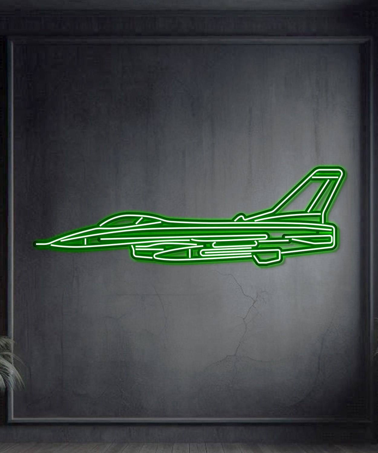 F-16 Falcon Metall Neon Flugzeug Wandkunst - NCN0038