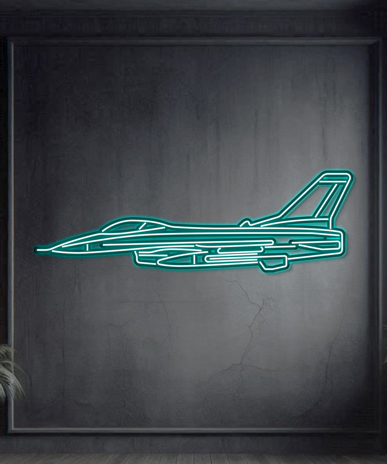F-16 Falcon Metall Neon Flugzeug Wandkunst - NCN0038