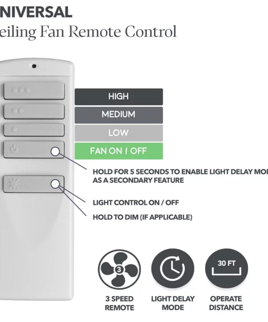 Dan's Originals 10442 Better Homes and Gardens Universal 3 Speed Ceiling Fan Remote Control Kit