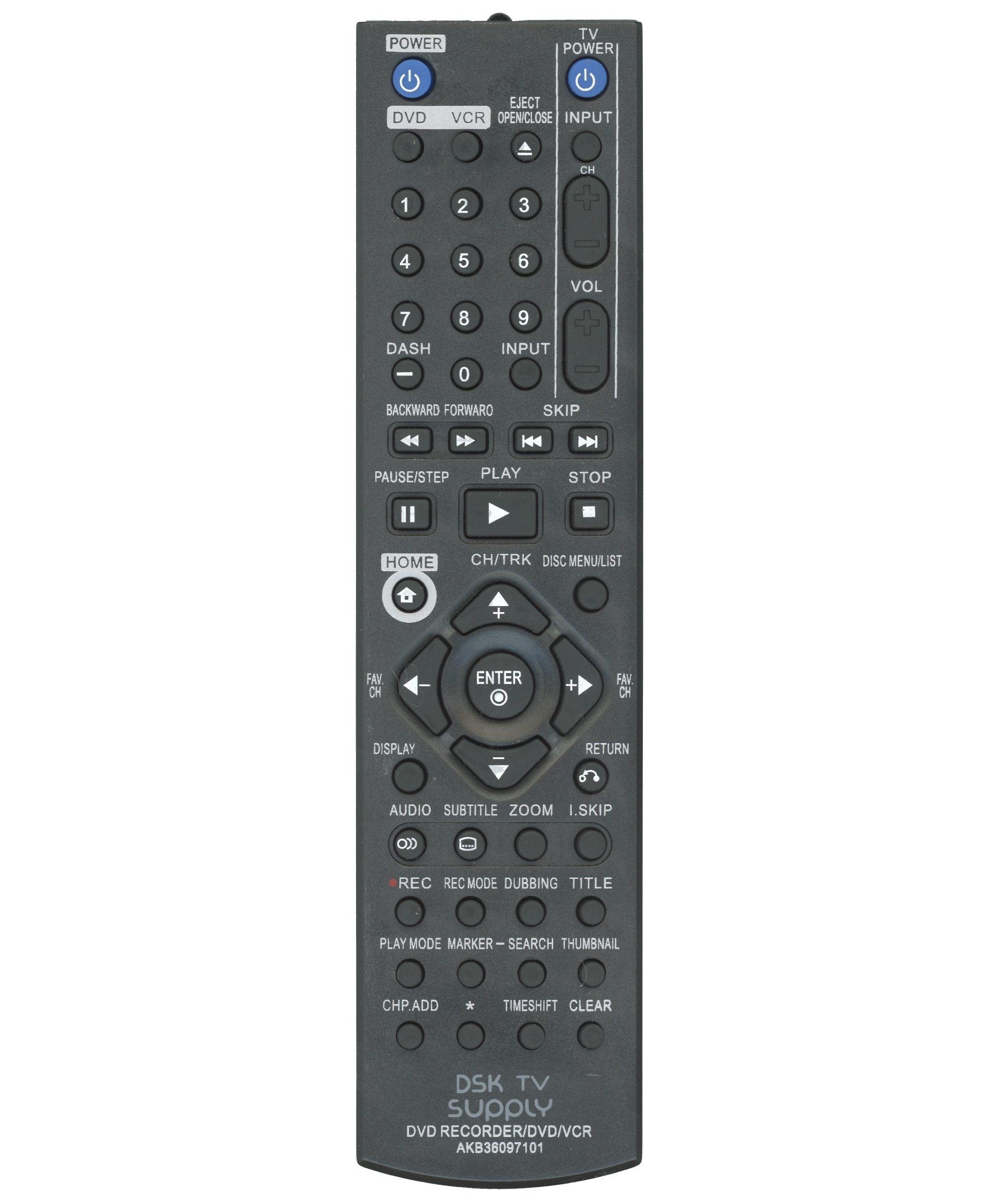 Anderic Generic AKB36097101 for LG DVD/VCR Remote Control