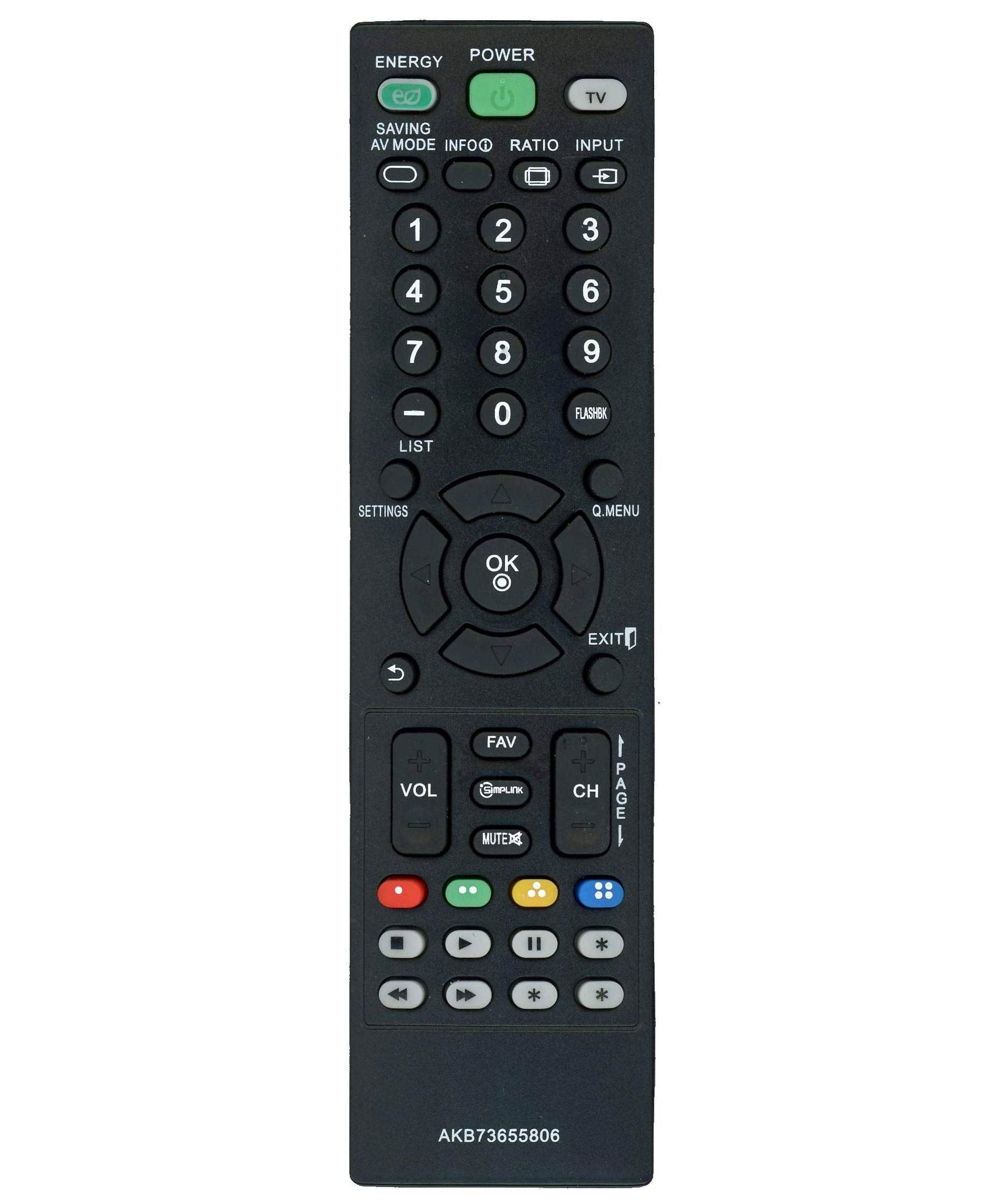 Anderic AKB73655806 for LG TV Remote Control