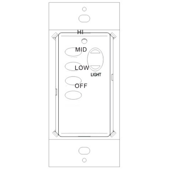 Substitute for FAN-55T Ceiling Fan Wall Plate Wireless Remote Control - FAN55T [UC9051T-Wired]