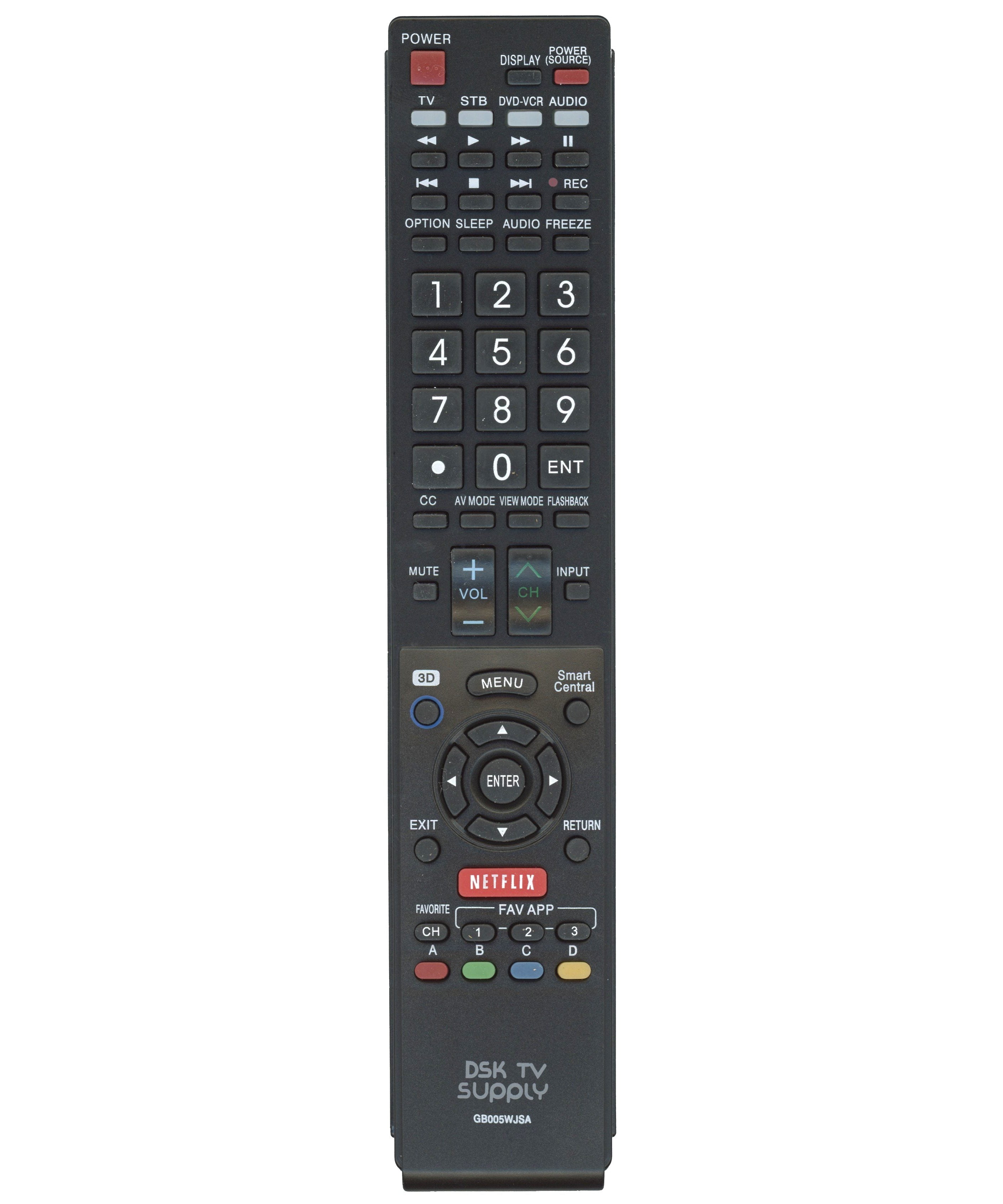 Anderic Generic GB005WJSA For Sharp TV Remote Control