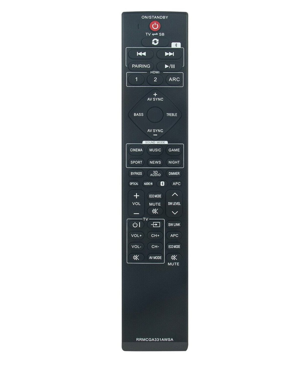 Anderic Generic RRMCGA331AWSA for Sharp Sound Bar Remote Control - RRGA331AWSA