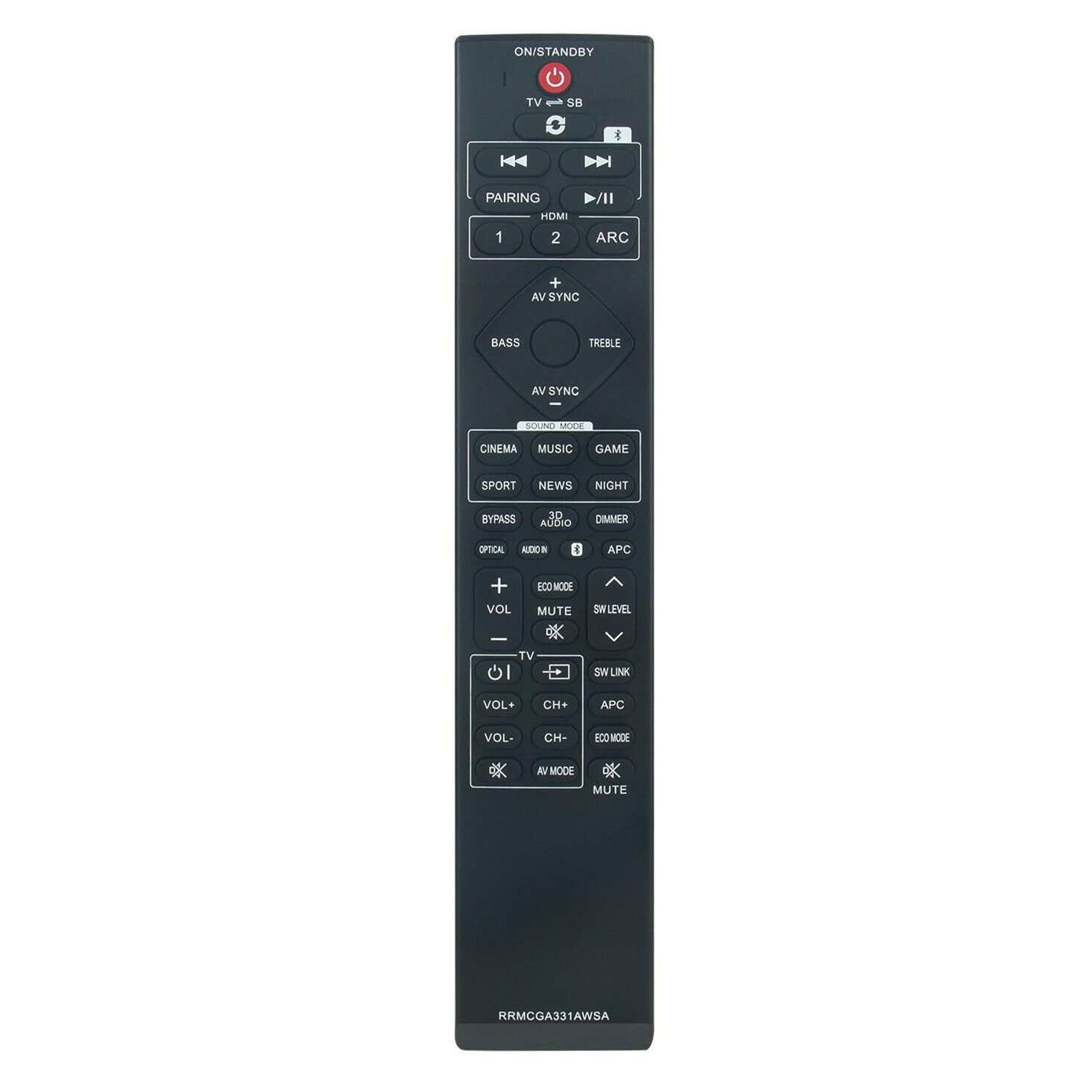 Anderic Generic RRMCGA331AWSA for Sharp Sound Bar Remote Control - RRGA331AWSA