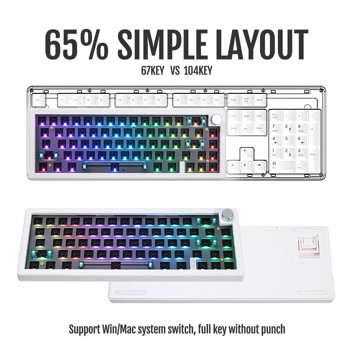 GMK67 65% Wireless Mechanical Keyboard Barebone Kit