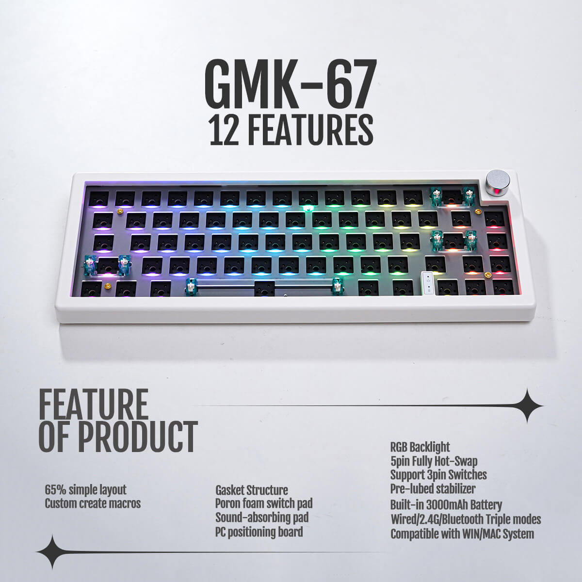 GMK67 65% Wireless Mechanical Keyboard Barebone Kit