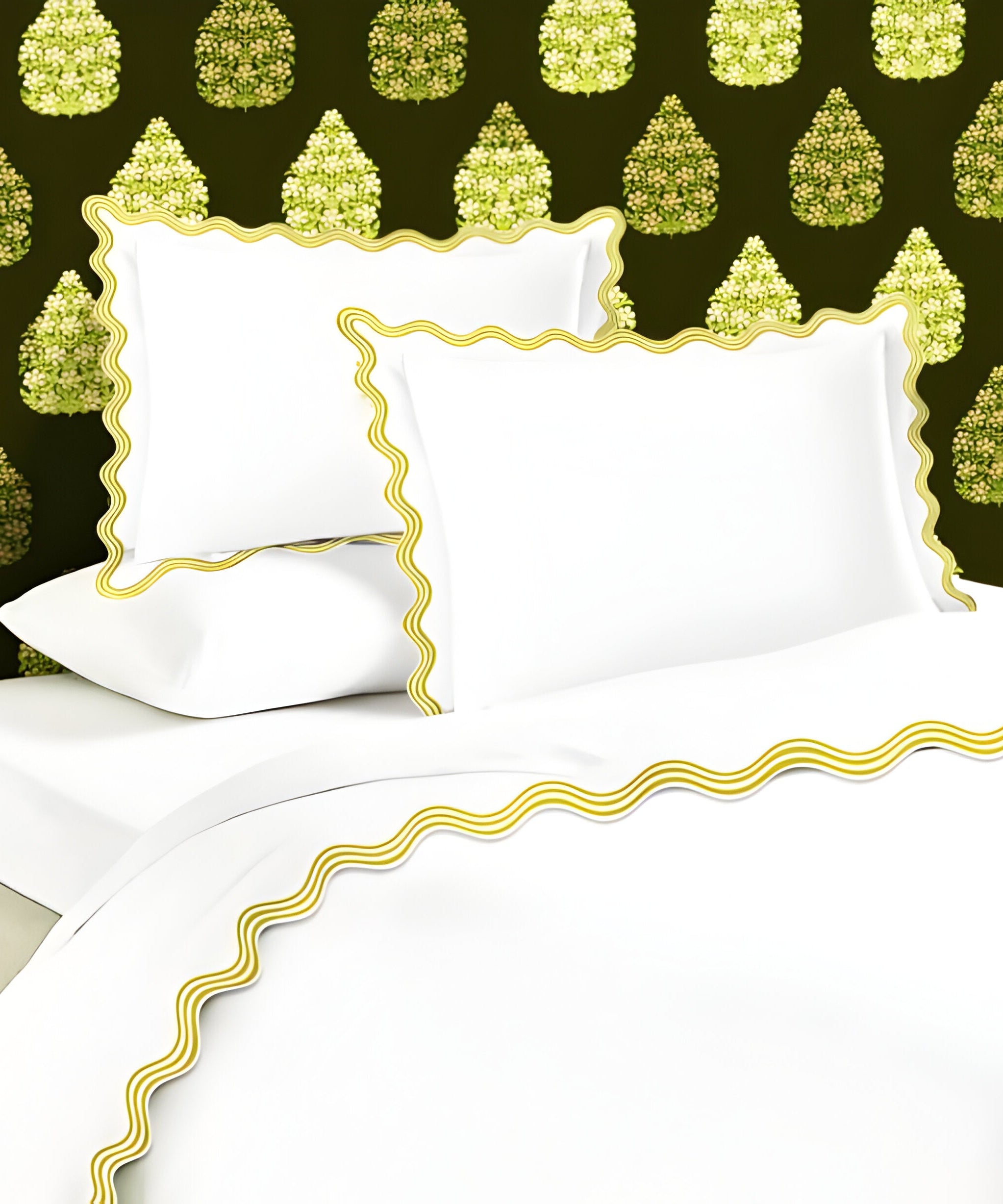 400TC Cotton Sateen Triple Scallop Embroidery Duvet Cover Set