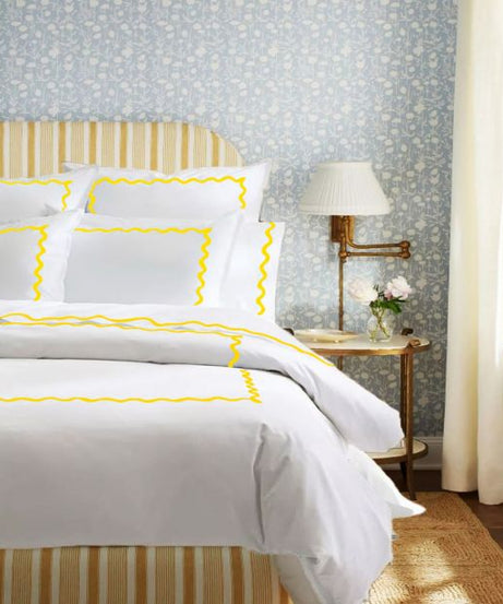 Ava 400TC Cotton Scallop Embroidery Sateen Solid Duvet Cover Set