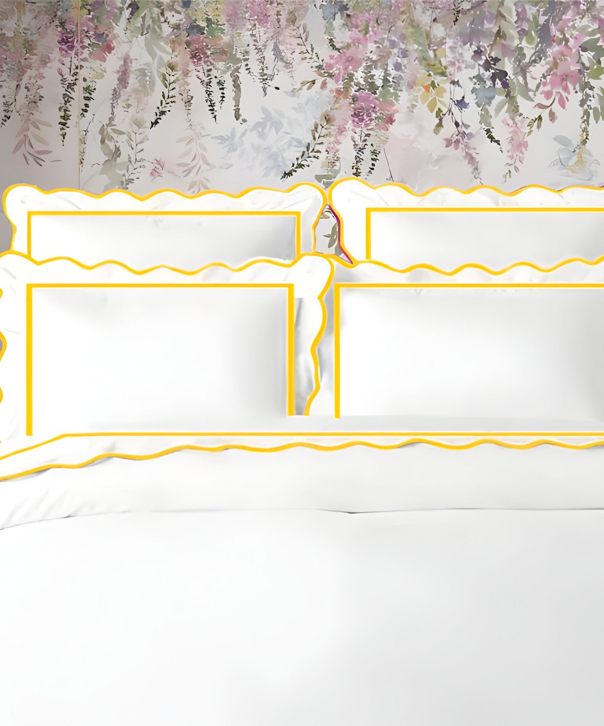 400TC Cotton Scallop Embroidery & Border Sateen Solid Duvet Cover Set