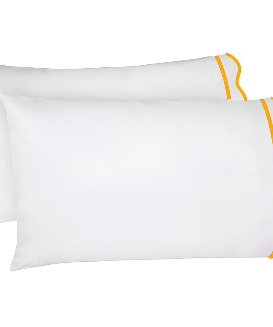 400TC Cotton Scallop Embroidery & Border Sateen Solid Pillowcases (Set Of 2)