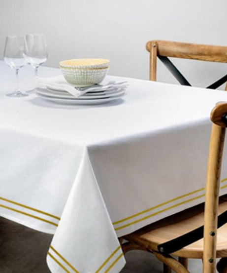 Double Embroidery Border Poly Cotton Sateen Solid Table Cloth