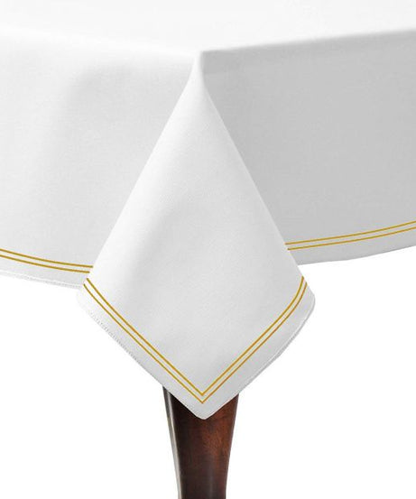Double Embroidery Border Poly Cotton Sateen Solid Table Cloth