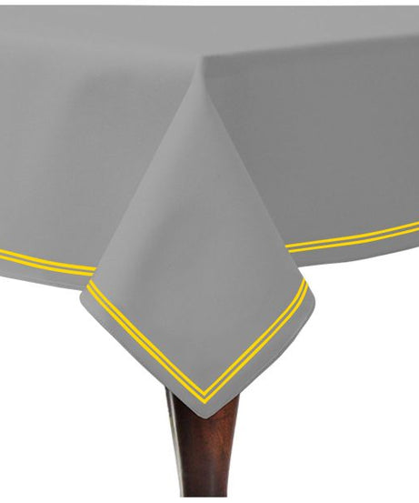 Double Embroidery Border Sateen Cotton Solid Table Cloth - Light Grey