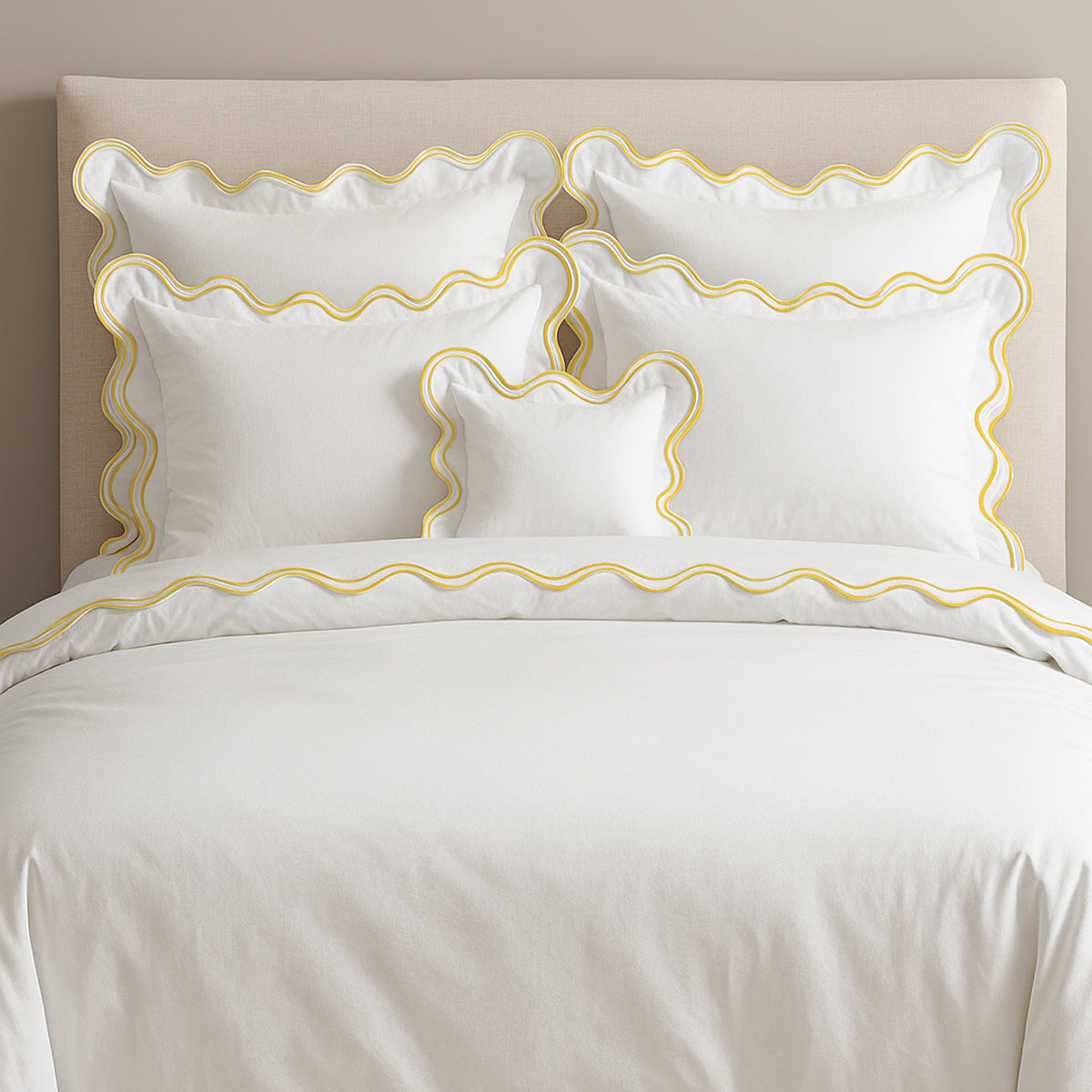 400TC Cotton Sateen Luxurious Double Scalloped Duvet Cover Set