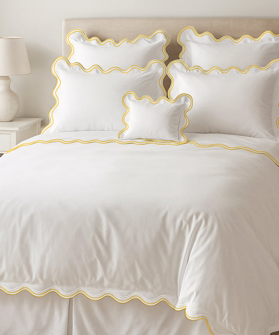 400TC Cotton Sateen Luxurious Double Scalloped Duvet Cover Set