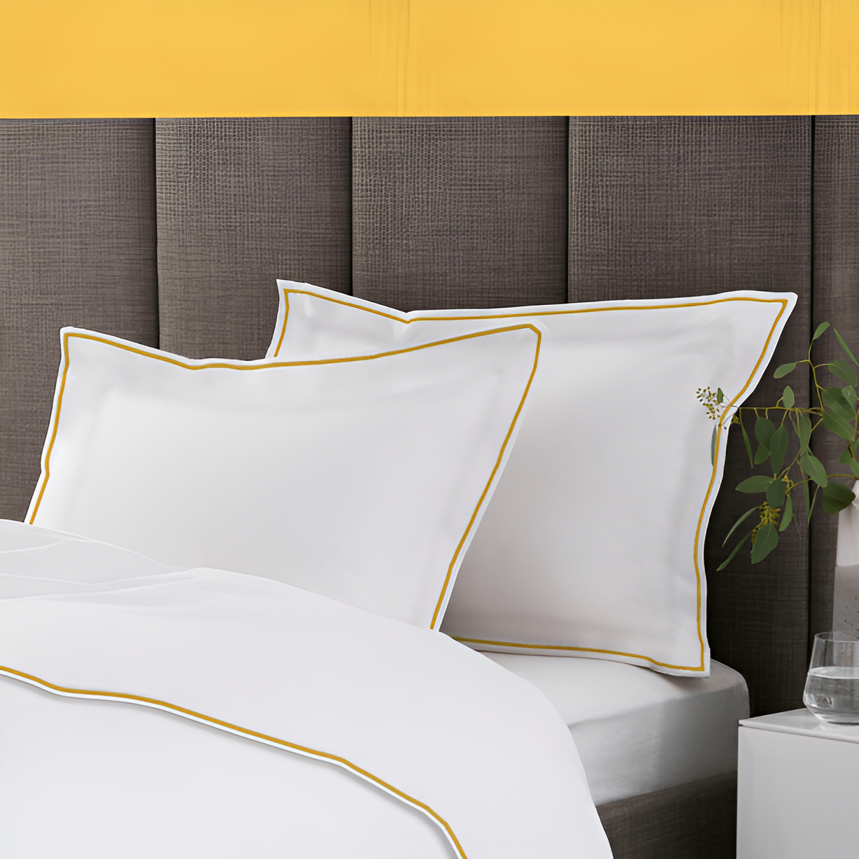 400TC Embroidery Cotton Sateen Solid Duvet Cover Set