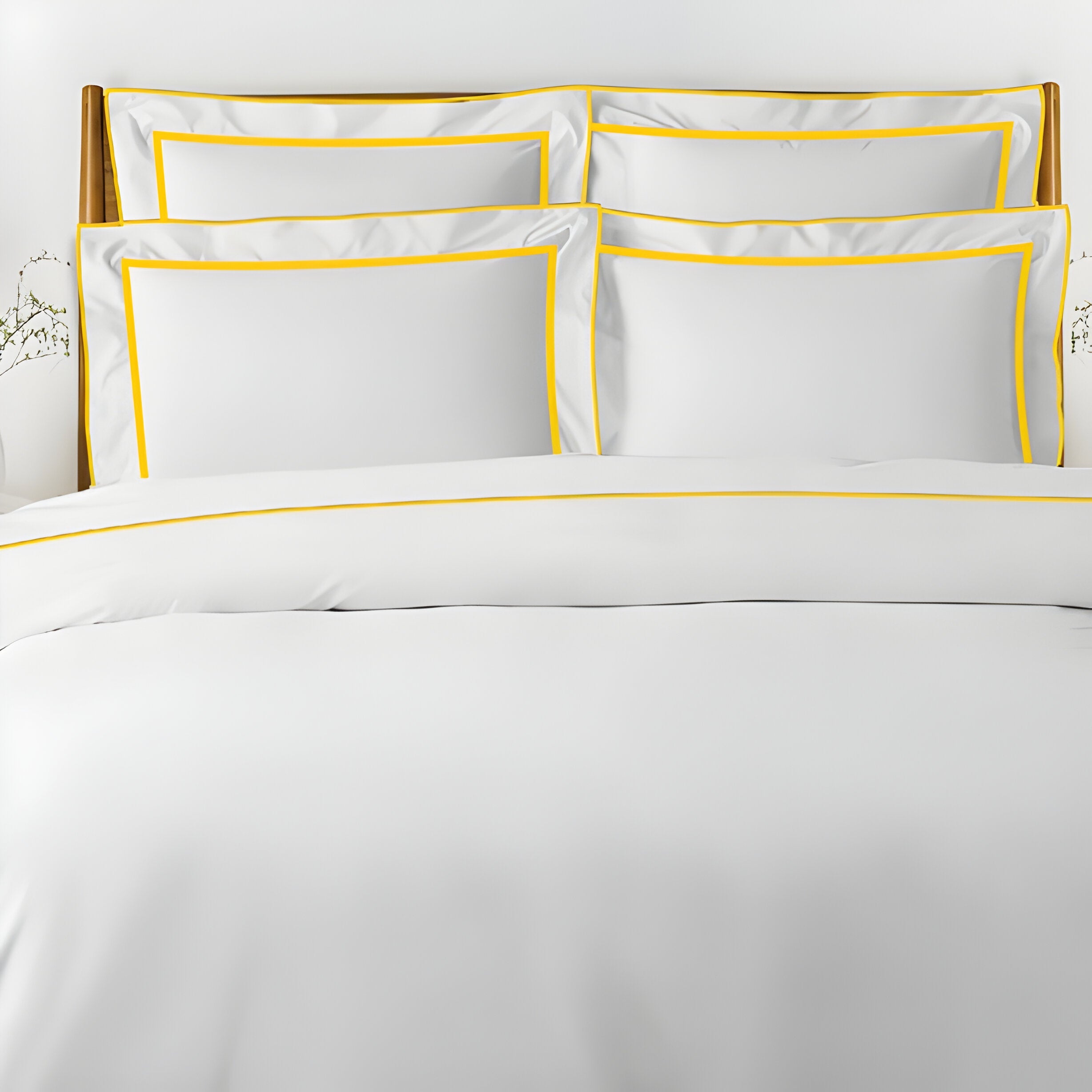 400TC Embroidery & Border Cotton Sateen Solid Duvet Cover Set