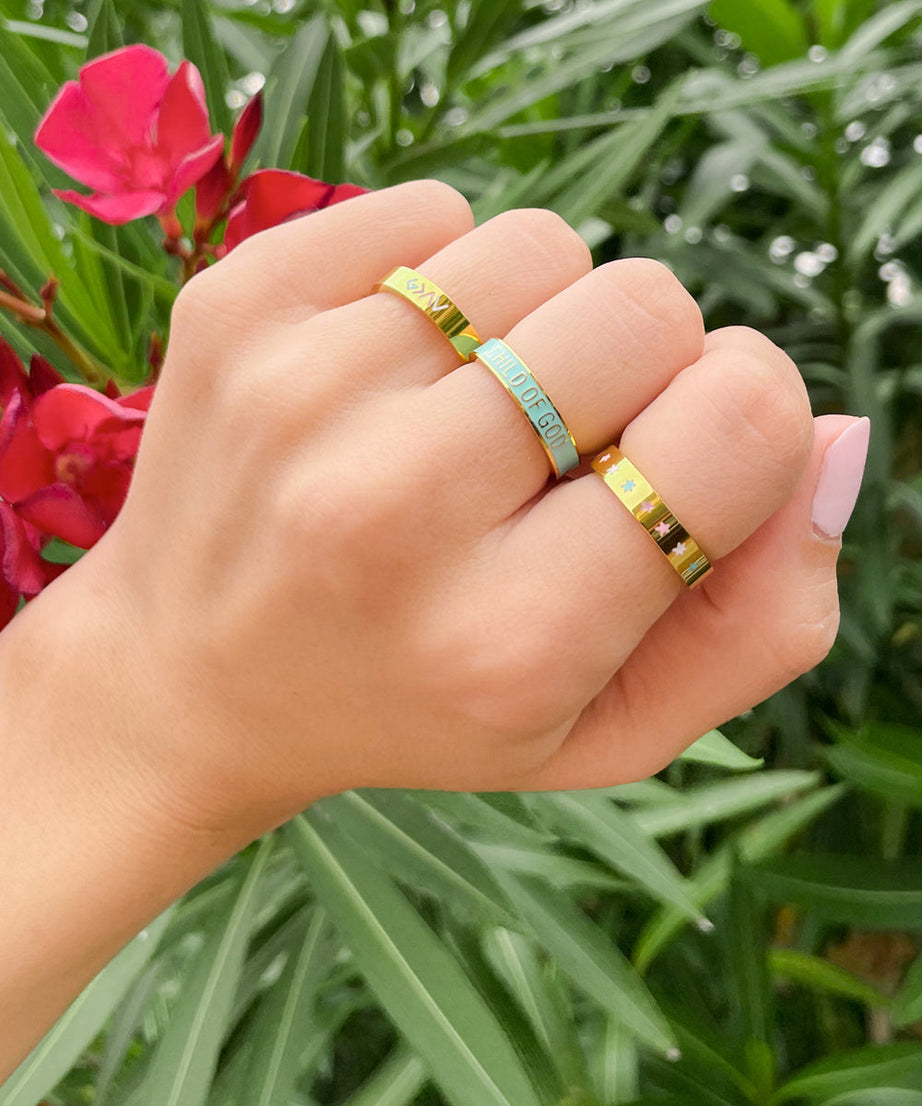 Gold Enamel Highs and Lows Ring