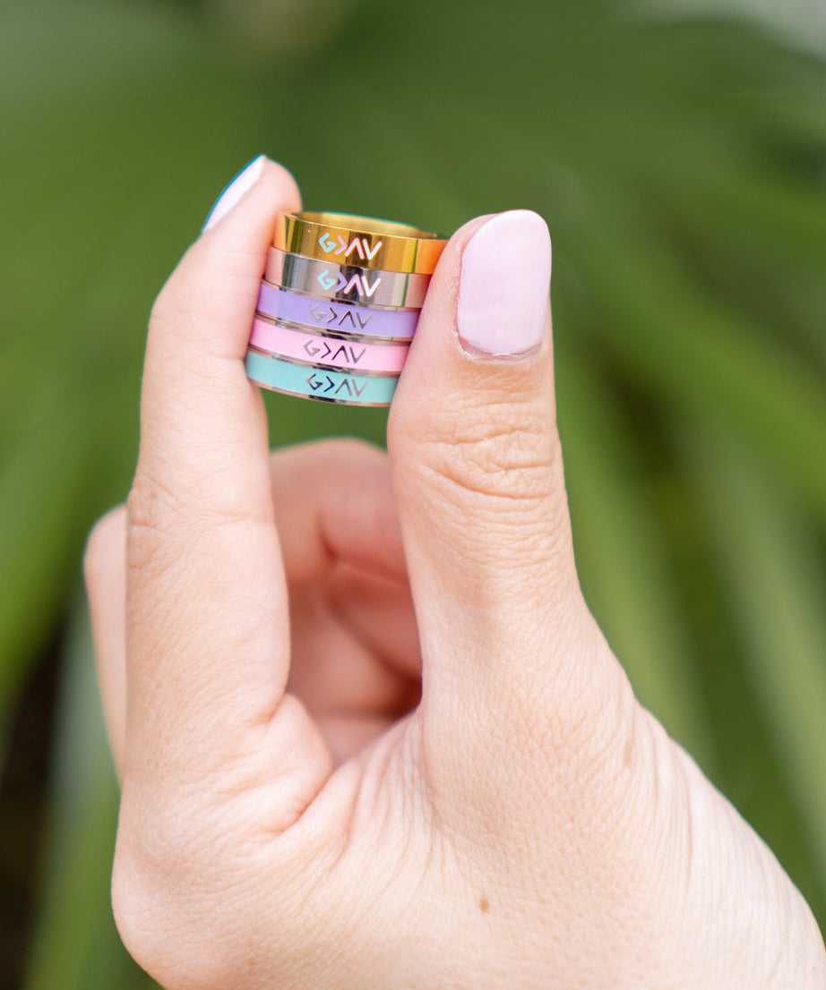 Gold Enamel Highs and Lows Ring
