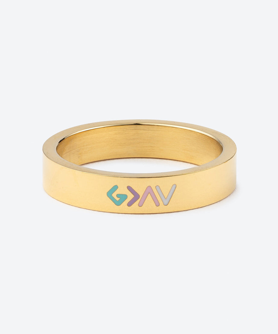 Gold Enamel Highs and Lows Ring