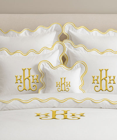 Monogram Cotton Luxurious Double Scallop Duvet Cover
