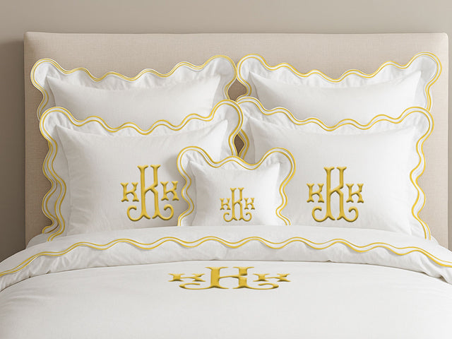 Monogram Cotton Luxurious Double Scallop Duvet Cover