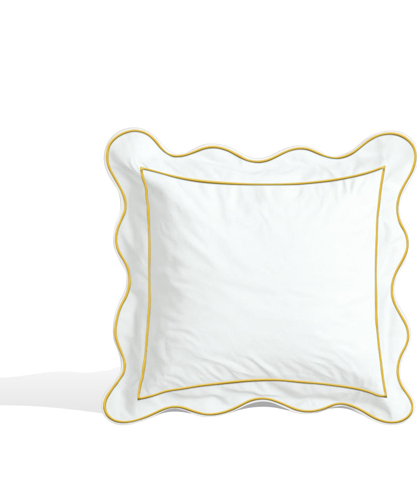 Monogram 400TC Cotton Scallop Embroidery & Border Sateen Solid Euro Sham
