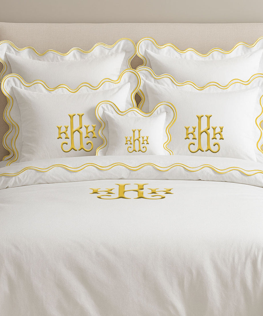 Monogram Cotton Luxurious Double Scallop Duvet Cover