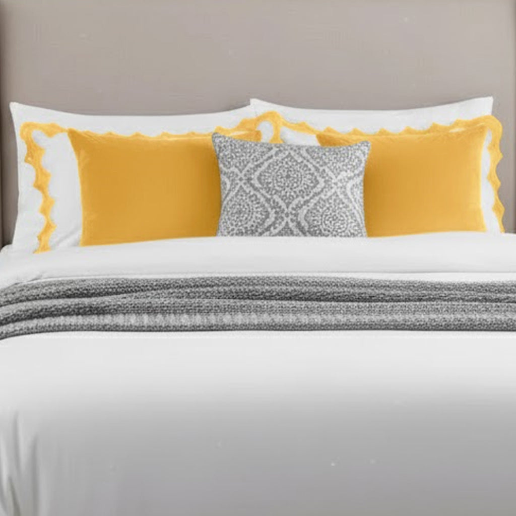 Reverse Scalloped Applique Embroidery Cotton Duvet Cover Set