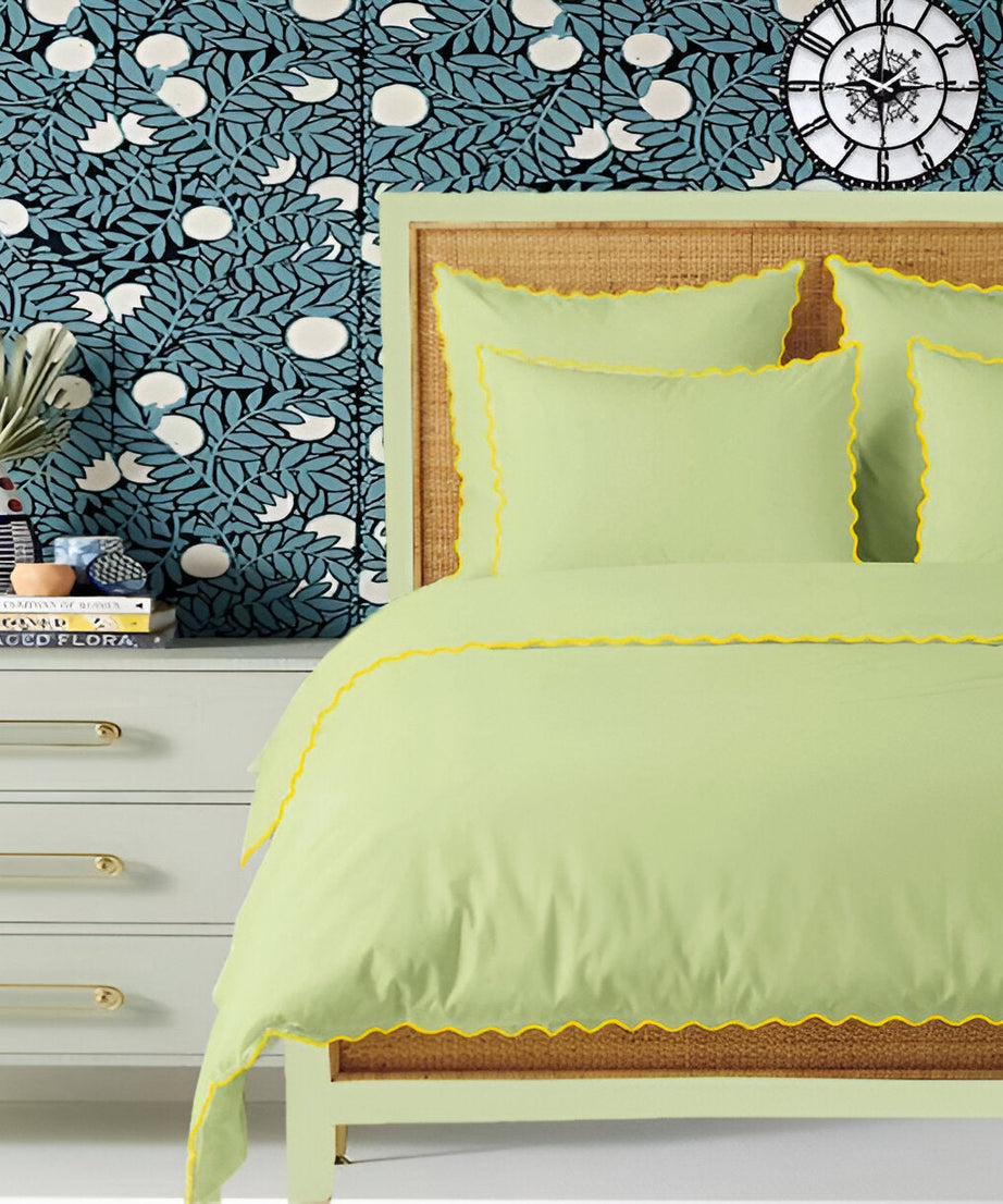 Sage 400TC Cotton Small Scallop Embroidery Duvet Cover Set