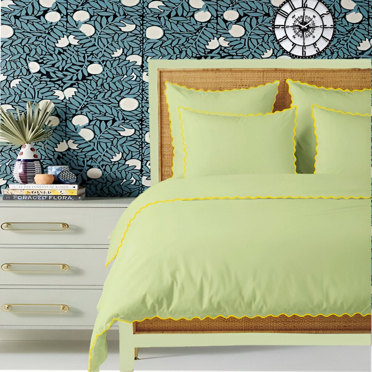 Sage 400TC Cotton Small Scallop Embroidery Duvet Cover Set