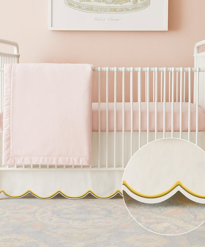 Scallop Embroidery Cotton Crib Skirt