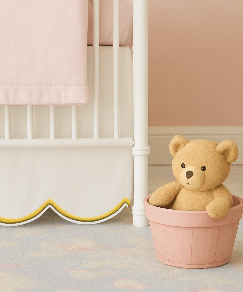 Scallop Embroidery Cotton Crib Skirt
