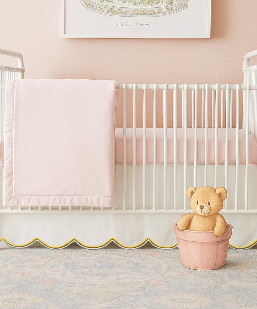 Scallop Embroidery Cotton Crib Skirt