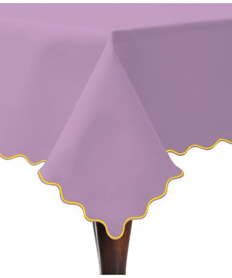 Scallop Embroidery Sateen Cotton Solid Table Cloth - Lilac