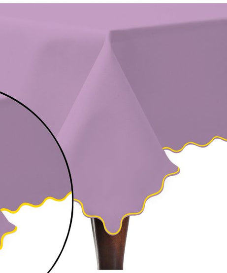 Scallop Embroidery Sateen Cotton Solid Table Cloth - Lilac