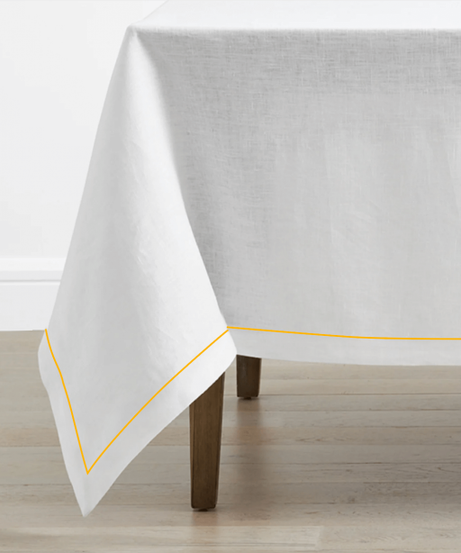 Single Embroidery Border Linen Table Cloth