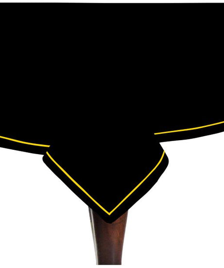 Single Embroidery Border Sateen Cotton Solid Table Cloth - Black